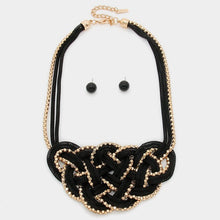 Load image into Gallery viewer, Gold Metal Mesh Knot Bib Necklace
