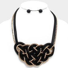 Load image into Gallery viewer, Gold Metal Mesh Knot Bib Necklace
