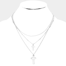 Load image into Gallery viewer, Metal Cross Pendant Layered Necklace
