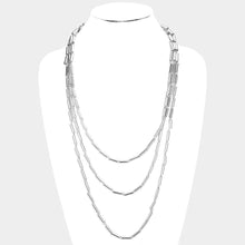 Load image into Gallery viewer, Metal Cylinder Triple Layered Bib Necklace
