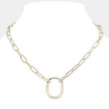 Load image into Gallery viewer, Gold 14K Gold Plated Lock Pendant Paper Clip Chain Necklace
