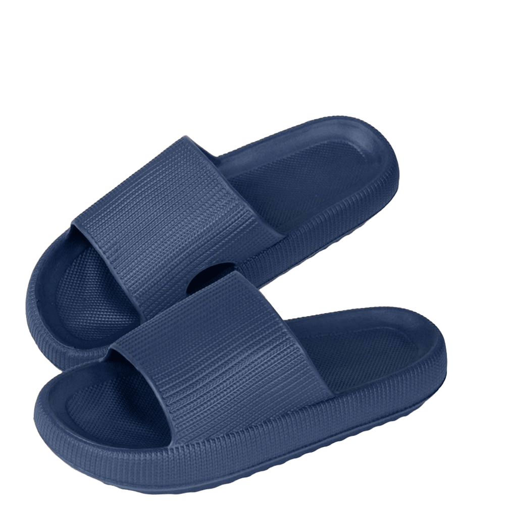 Navy Blue Solid Soft Sole Slippers