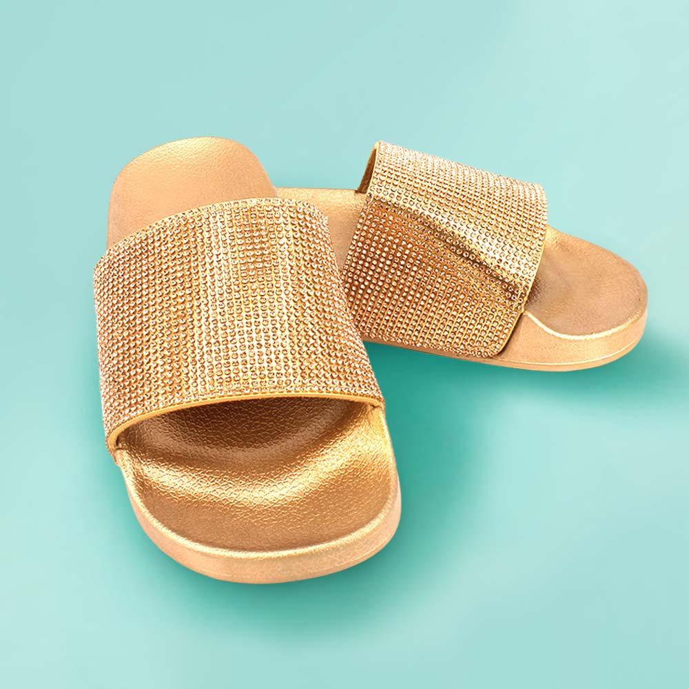 Gold Bling Slide Sandal Slippers