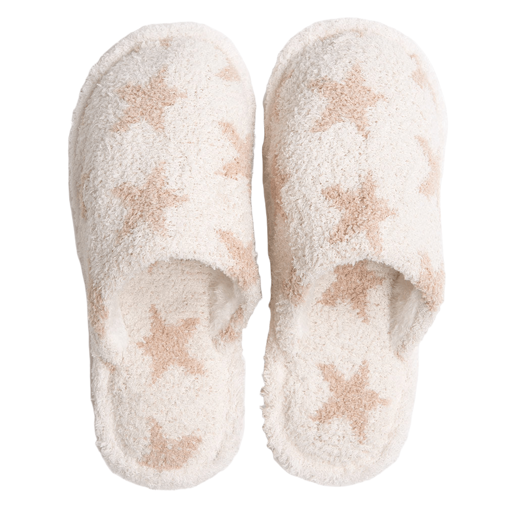 Ivory Star Print Soft Home Indoor Floor Slippers