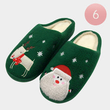 Load image into Gallery viewer, Green 6Pairs - Christmas Holiday Santa Rudolph Soft Home Indoor Floor Slippers
