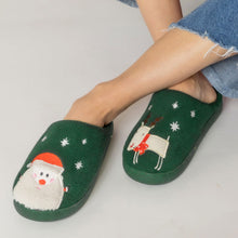 Load image into Gallery viewer, Green 6Pairs - Christmas Holiday Santa Rudolph Soft Home Indoor Floor Slippers
