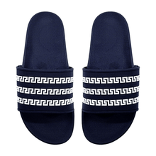 Load image into Gallery viewer, Navy Blue Greek Patterned Slide Sandal Slippers
