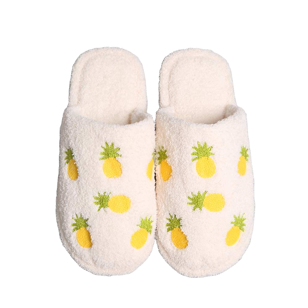 Yellow Pineapple Print Soft Home Indoor Floor Slippers