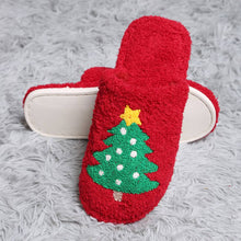 Load image into Gallery viewer, Red Christmas Tree Print Soft Home Indoor Floor Slippers
