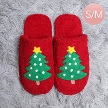 Load image into Gallery viewer, Red Christmas Tree Print Soft Home Indoor Floor Slippers
