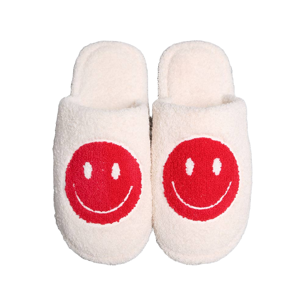 Red Smile Print Soft Home Indoor Floor Slippers