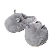 Load image into Gallery viewer, Gray Fuzzy Faux Fur Bunny Soft Home Indoor Floor Slippers
