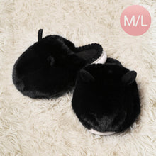 Load image into Gallery viewer, Black Fuzzy Faux Fur Bunny Soft Home Indoor Floor Slippers
