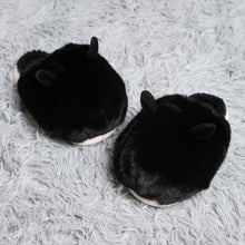 Load image into Gallery viewer, Black Fuzzy Faux Fur Bunny Soft Home Indoor Floor Slippers
