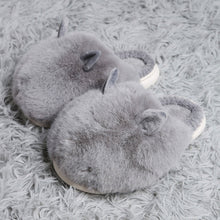 Load image into Gallery viewer, Gray Fuzzy Faux Fur Bunny Soft Home Indoor Floor Slippers
