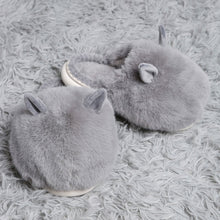 Load image into Gallery viewer, Gray Fuzzy Faux Fur Bunny Soft Home Indoor Floor Slippers
