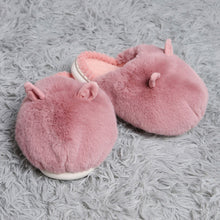 Load image into Gallery viewer, Pink Fuzzy Faux Fur Bunny Soft Home Indoor Floor Slippers
