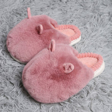 Load image into Gallery viewer, Pink Fuzzy Faux Fur Bunny Soft Home Indoor Floor Slippers
