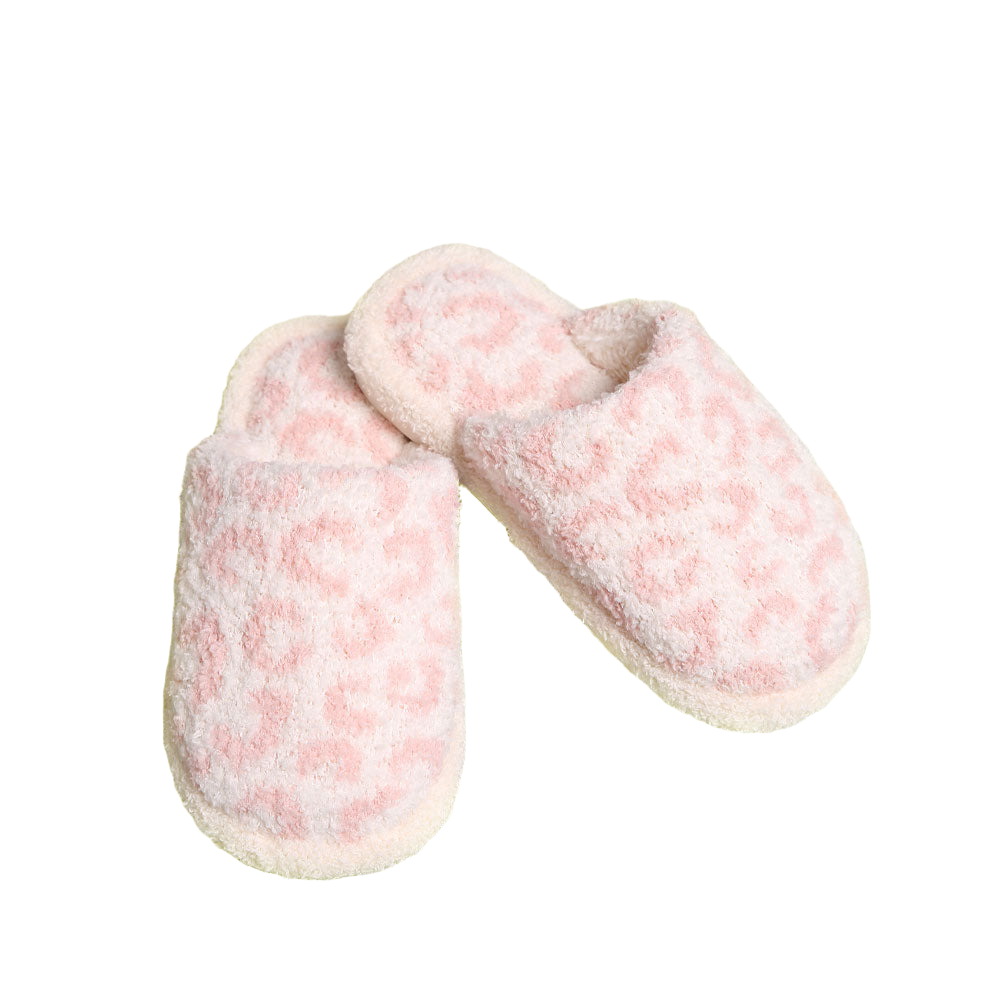 Pink Leopard Patterened Soft Home Indoor Floor Kids Slippers