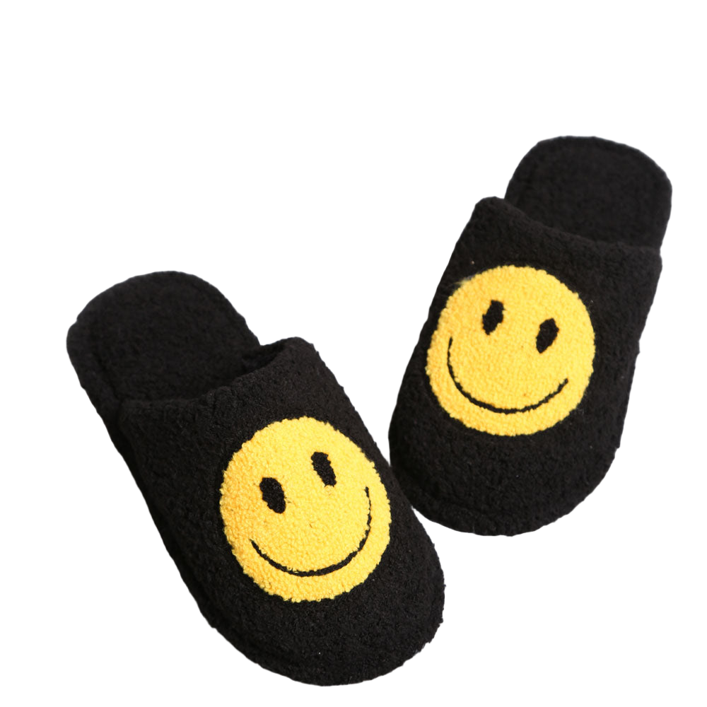 Black Smile Soft Home Indoor Floor Kids Slippers