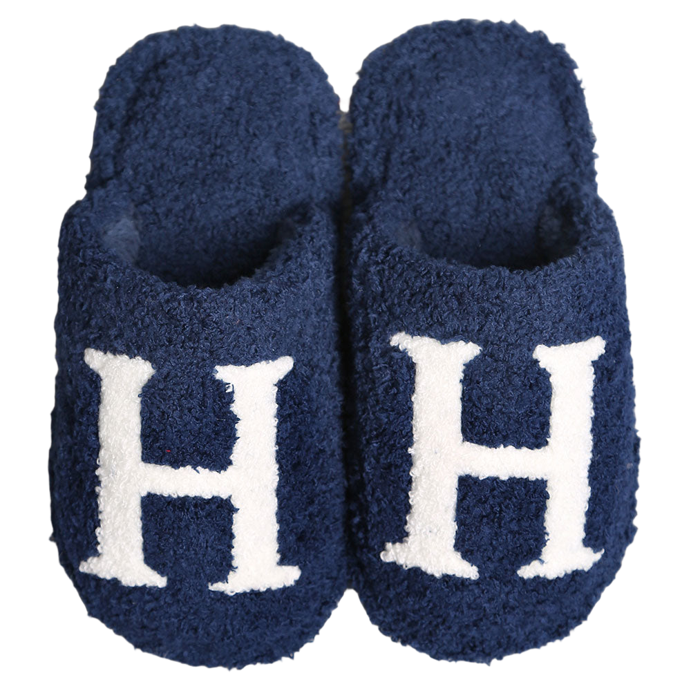 Navy Blue H Print Soft Home Indoor Floor Kids Slippers