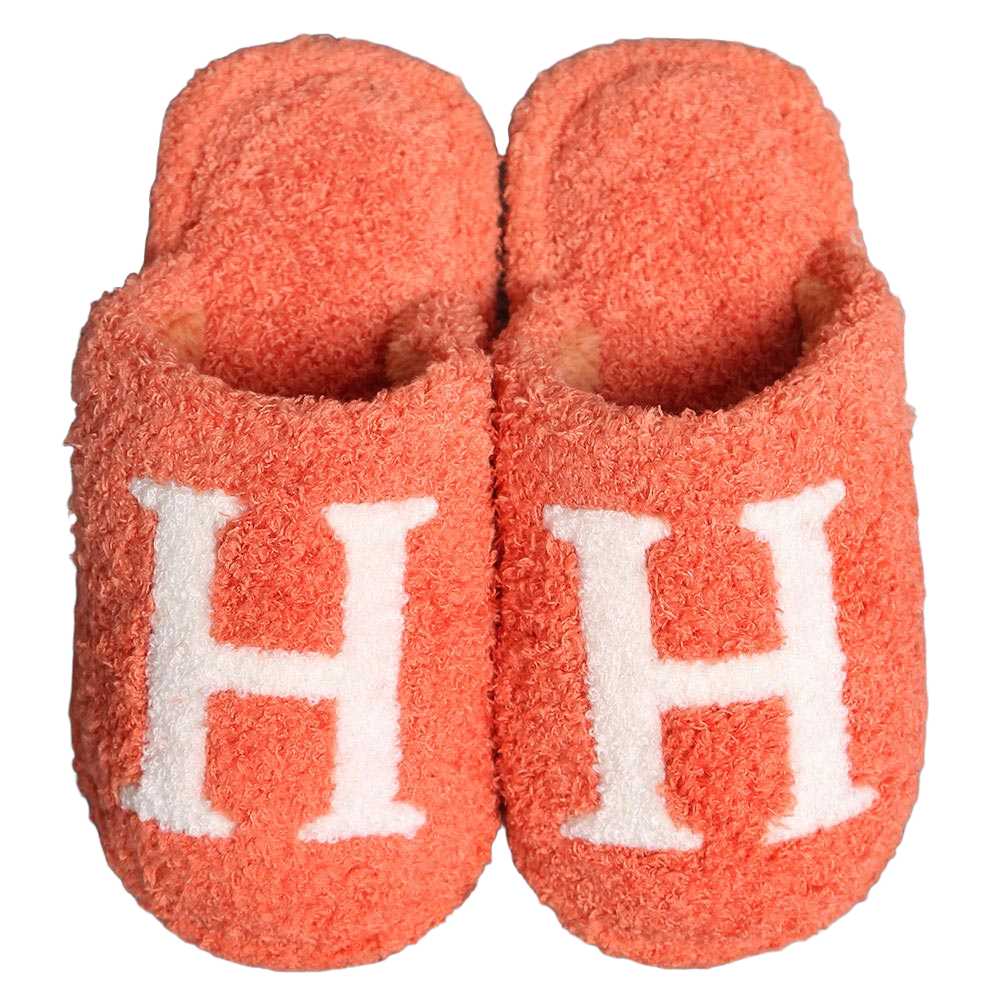 Orange H Print Soft Home Indoor Floor Kids Slippers