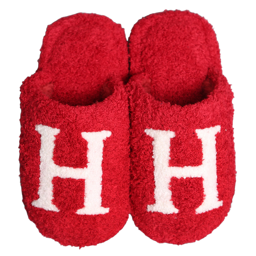 Red H Print Soft Home Indoor Floor Kids Slippers