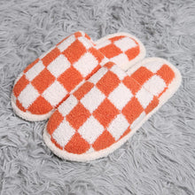 Load image into Gallery viewer, Orange Checkerboard Soft Home Indoor Floor Slippers
