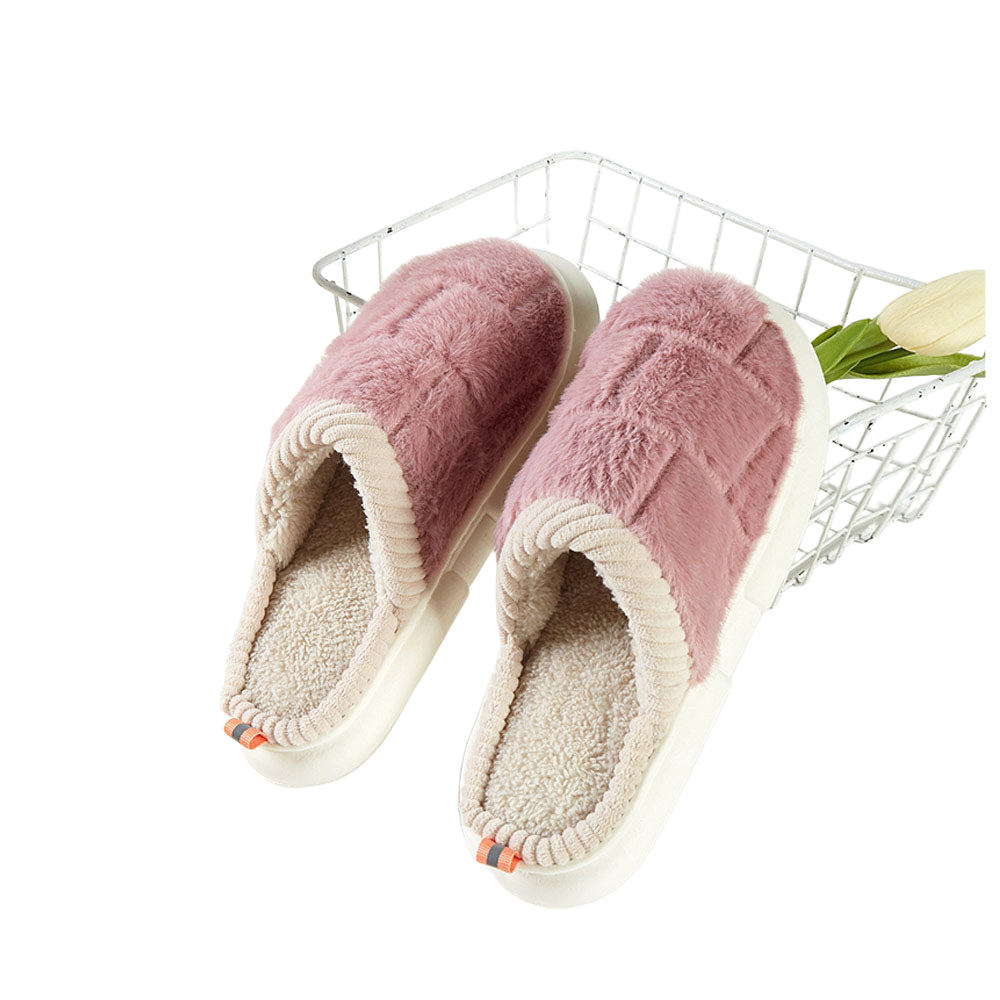 Pink 6Pairs - Woven Style Soft Home Indoor Floor Slippers