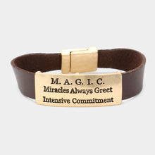 Load image into Gallery viewer, Gold M.A.G.I.C faux leather magnetic bracelet
