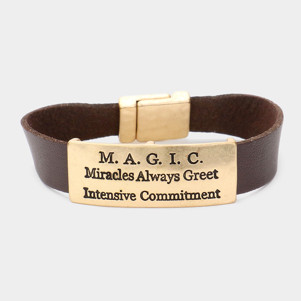 Gold M.A.G.I.C faux leather magnetic bracelet