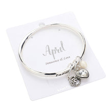 Load image into Gallery viewer, Clear &#39;Innocence &amp; Love&#39; April Heart Birthday Stone Charm Bracelet
