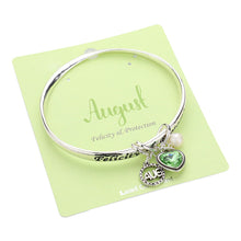 Load image into Gallery viewer, Silver &#39;Felicity &amp; Protection&#39; August Heart Birthday Stone Charm Bracelet
