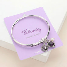 Load image into Gallery viewer, Amethyst &#39;Sincerity &amp; Peace&#39; February Heart Birthday Stone Charm Bracelet
