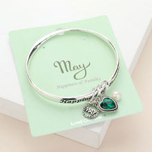 Load image into Gallery viewer, Silver &#39;Happiness &amp; Fertility&#39; May Heart Birthday Stone Charm Bracelet
