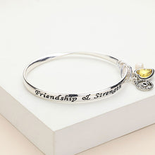 Load image into Gallery viewer, Yellow &#39;Friendship &amp; Strength&#39; November Heart Birthday Stone Charm Bracelet
