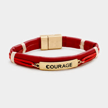 Load image into Gallery viewer, Gold Weave Cord Courage Metal Bar Magnetic Bracelet

