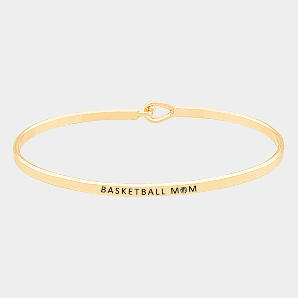 Gold Basketball Mom Brass Thin Metal Hook Bracelet