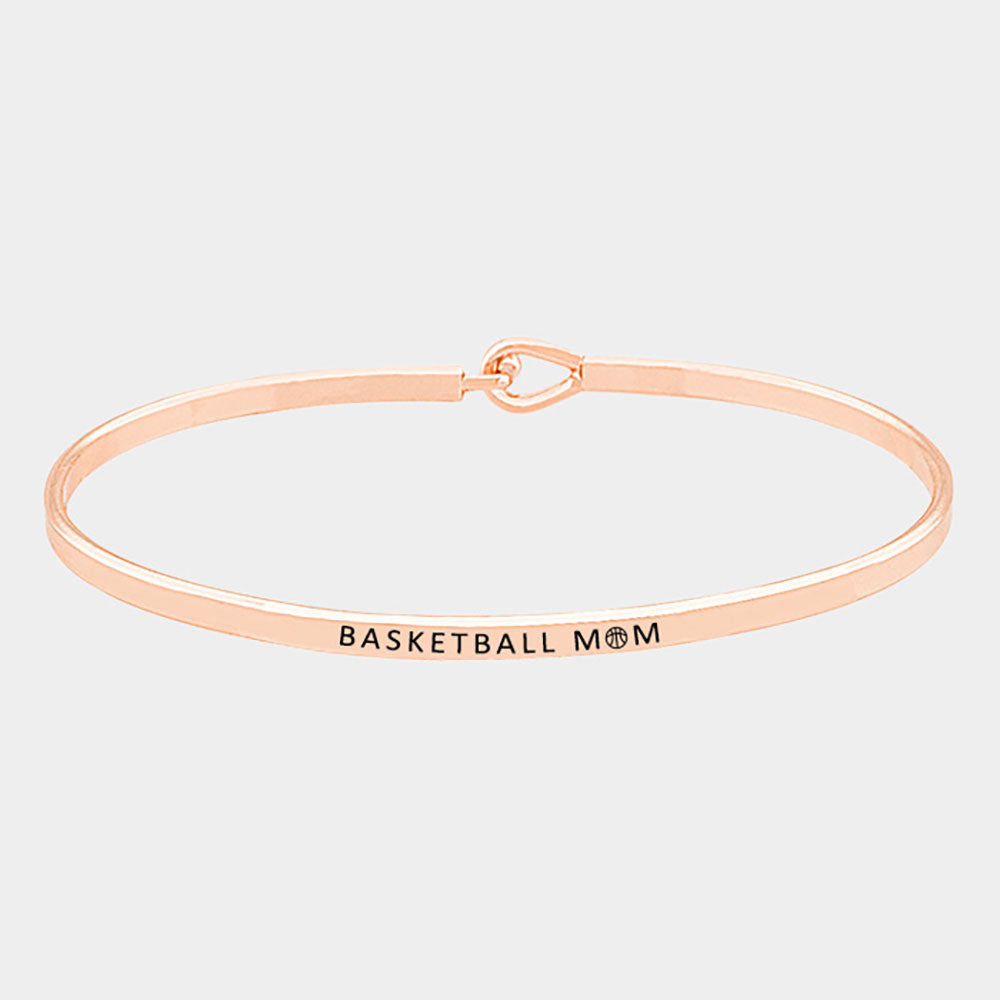 Gold Basketball Mom Brass Thin Metal Hook Bracelet