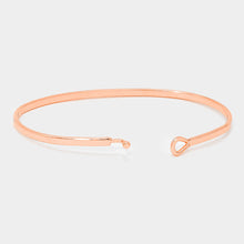 Load image into Gallery viewer, Rose Gold Who Rescued Who? Brass Thin Metal Hook Bracelet
