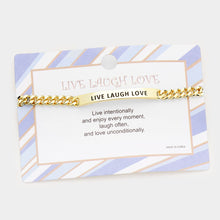 Load image into Gallery viewer, Gold LIVE LAUGH LOVE Curved Metal  Bar Message Bracelet
