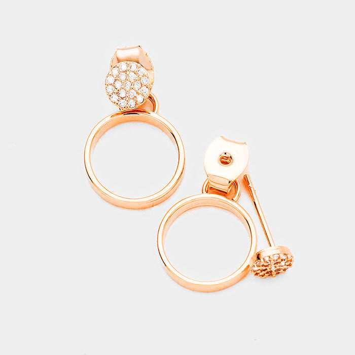 Rose Gold Cubic Zirconia Metal Hoop Earrings