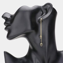 Load image into Gallery viewer, Gold Brass Metal Horseshoe Tip Dropdown Earrings
