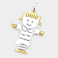 Load image into Gallery viewer, Two Tone Metal Girl Pendant
