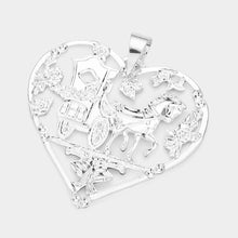 Load image into Gallery viewer, Two Tone Metal Carriage Christmas Jingle Bell Accented Heart Pendant
