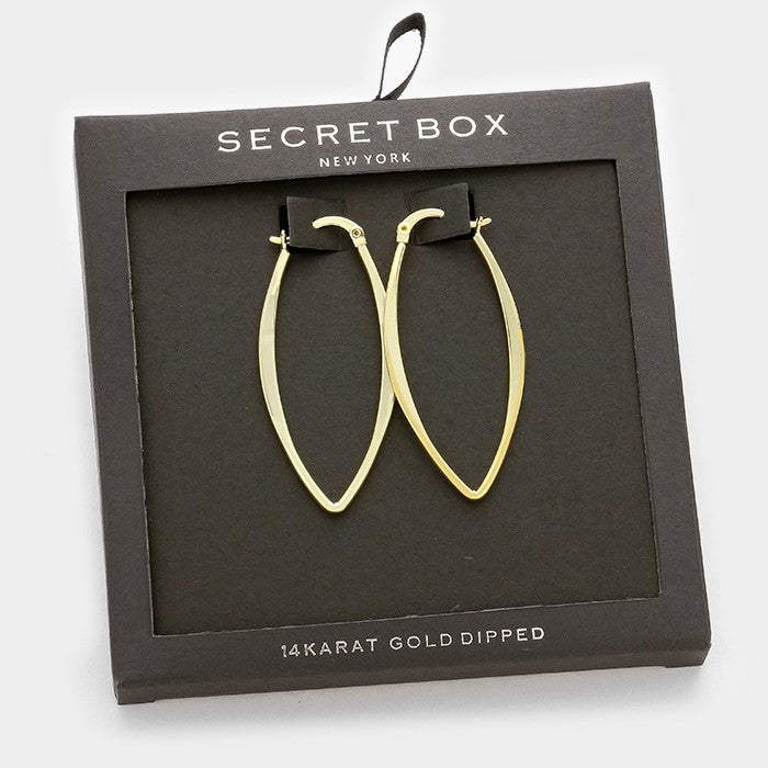 Secret Box 14K Gold Dipped Metal Hoop Pin Catch Earrings