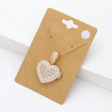 Load image into Gallery viewer, Clear CZ Heart Locket Pendant Necklace
