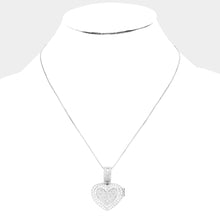 Load image into Gallery viewer, Clear CZ Heart Locket Pendant Necklace
