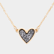 Load image into Gallery viewer, Hematite Druzy Heart Pendant Necklace
