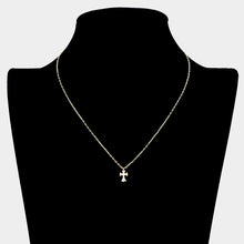 Load image into Gallery viewer, Gold 18K Gold Dipped CZ Stone Paved Mini Cross Pendant Necklace
